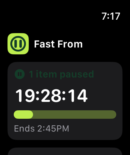 Fast From on Apple Watch in Fast From